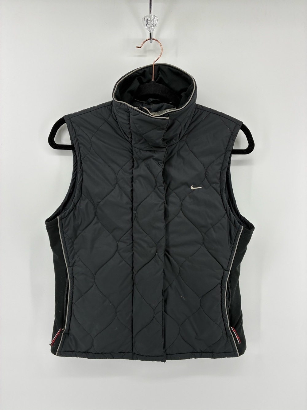 Vintage Nike Women's Black Quilted Vest Made in Philippines